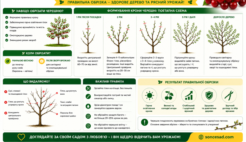 Схема обрізки черешні
