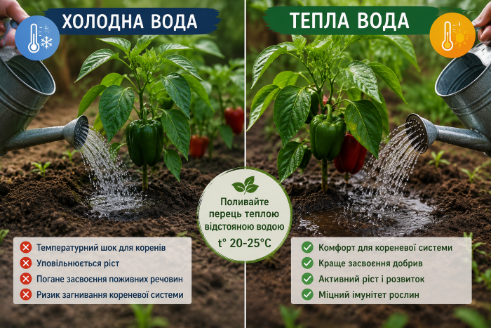 Як правильно поливати перець