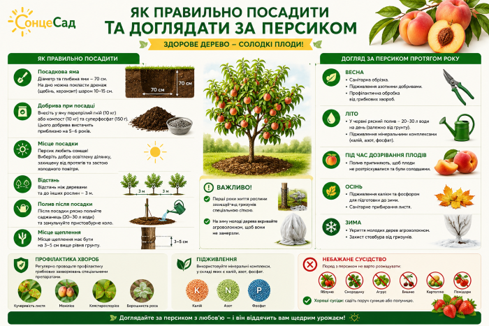Советы по высадке и уходу за персиком