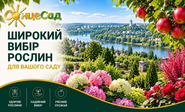 Широкий выбор саженцев плодовых деревьев, ягодных кустов и декоративных растений от СонцеСада с доставкой в ​​Обухов.