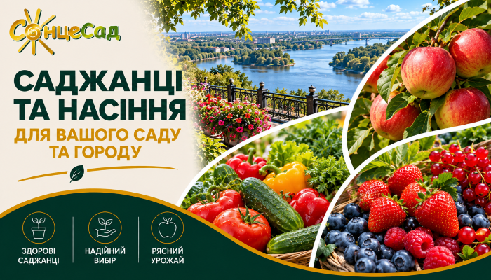 СонцеСад &ndash; широкий выбор качественных саженцев и семян овощей, плодовых и ягодных культур для садоводов Черкасс и Черкасской области с доставкой!