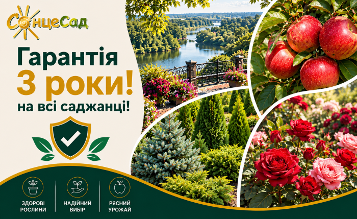 СонцеСад &ndash; гарантия 3 года на все саженцы плодовых, ягодных, декоративных и хвойных растений с доставкой в ​​Чернигов и область!