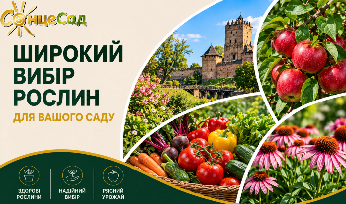 СонцеСад &ndash; широкий выбор саженцев плодовых деревьев, ягодных кустов, овощей и цветов для садоводов Луцка и Волыни.