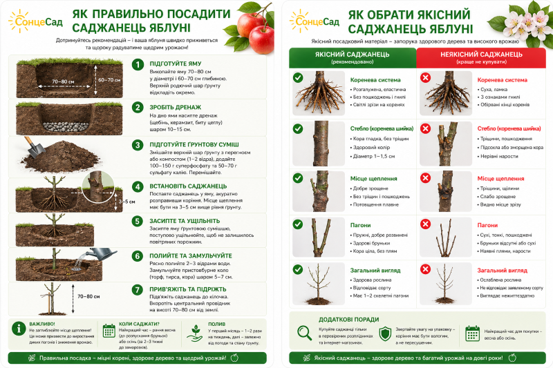 як обрати та посадити саджанці яблуні