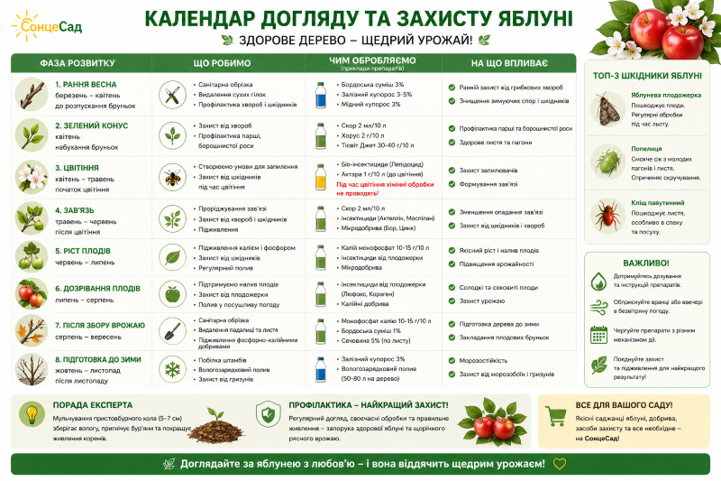 календар догляду та захисту яблуні